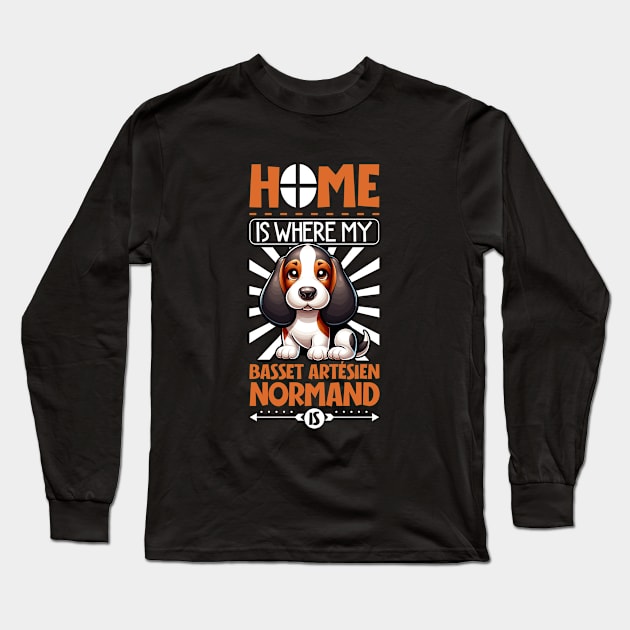 Home is with my Norman Artesian Basset Long Sleeve T-Shirt by Modern Medieval Design